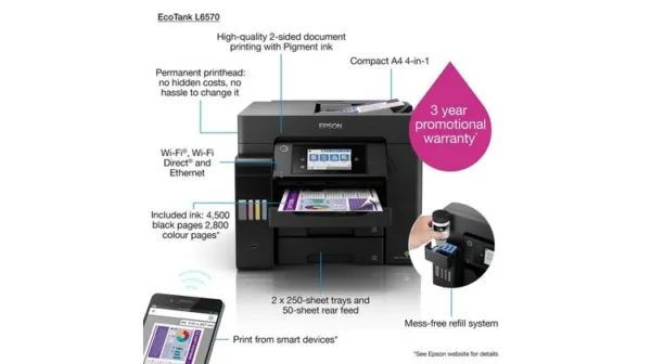 Epson EcoTank L6570 Printer - C11CJ29403SA - Image 4