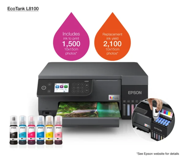 Epson EcoTank L8100 Photo Printer - C11CK94401 - Image 2